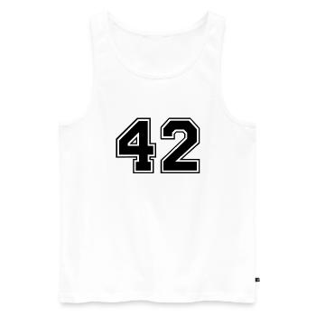42 - Men's Premium Organic Tank Top - white - Front - AI Model Male 178 light (178cm)
