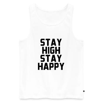 STAY HIGH STAY HAPPY Weed Geschenk Geschenkidee - Männer Premium Bio Tank Top - Weiß - Vorne - AI Model Male 178 light (178cm)