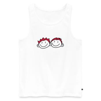 2 friends head face couple family painted child kr - Men's Premium Organic Tank Top - white - Front - Michal (187cm)
