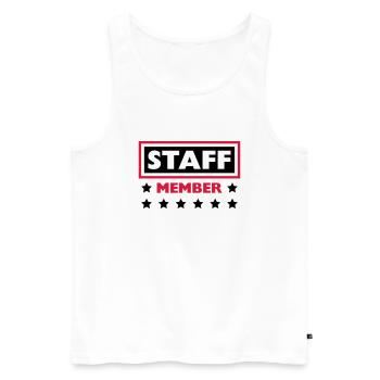 Staff Member Friends Team Staff Crew Logo - Men's Premium Organic Tank Top - white - Front - AI Model Male 178 light (178cm)