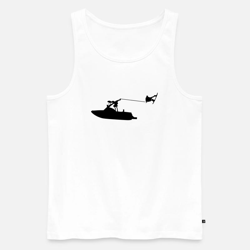 wakeboat_4 - Männer Premium Bio Tank Top - Weiß