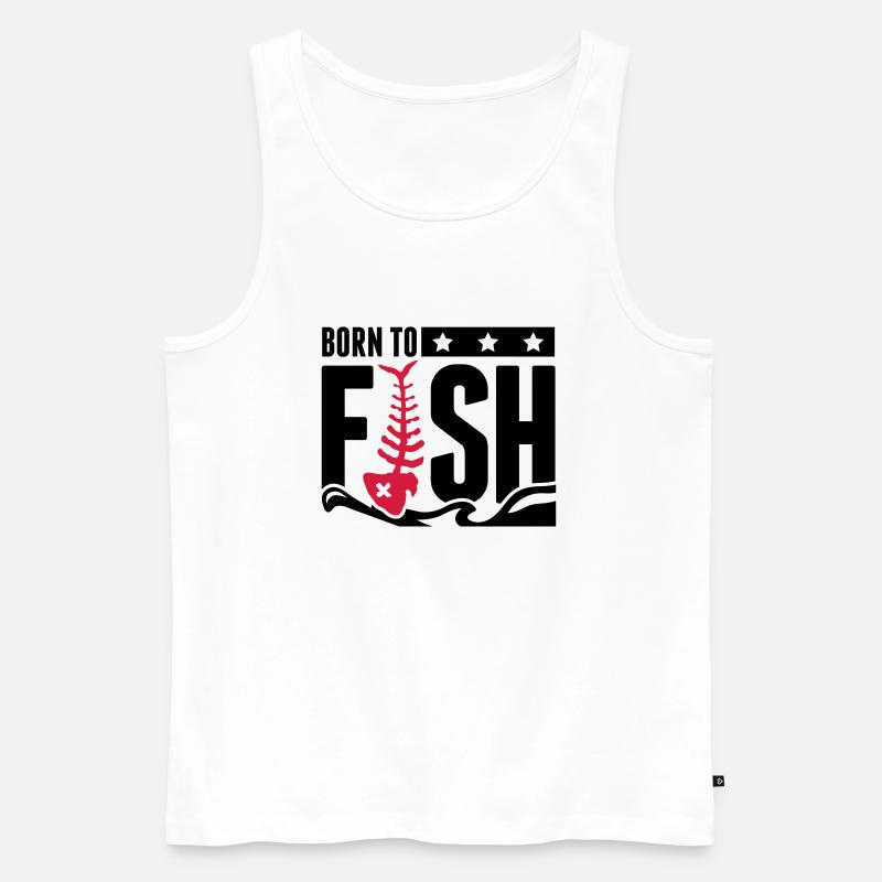 born_to_fish_fe2 - Männer Premium Bio Tank Top - Weiß