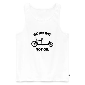 Burn Fat Not Oil 2 black - Men's Premium Organic Tank Top - white - Front - AI Model Male 178 light (178cm)