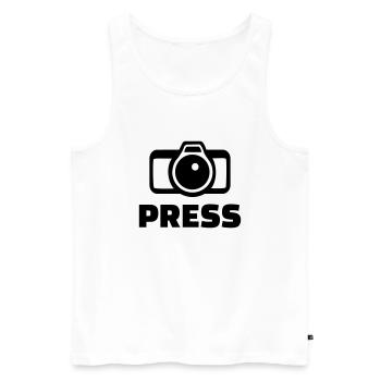 Press - Débardeur bio Premium Homme - blanc - Devant - AI Model Male 178 light (178cm)