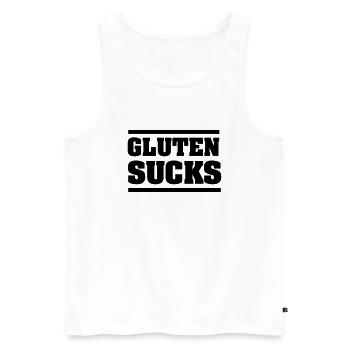 Gluten Sucks - Men's Premium Organic Tank Top - white - Front - AI Model Male 178 light (178cm)
