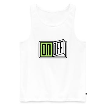 on off switch button button turn off - Men's Premium Organic Tank Top - white - Front - AI Model Male 178 light (178cm)