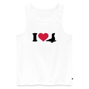 I love Pinnipèdes - Débardeur bio Premium Homme - blanc - Devant - Michal (187cm)