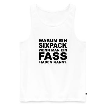 Warum ein Sixpack, wenn man ein Fass haben kann? - Männer Premium Bio Tank Top - Weiß - Vorne - AI Model Male 178 light (178cm)