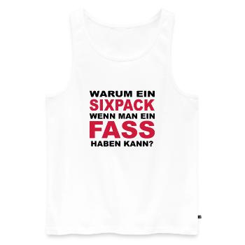 Warum ein Sixpack, wenn man ein Fass haben kann? - Männer Premium Bio Tank Top - Weiß - Vorne - AI Model Male 178 light (178cm)