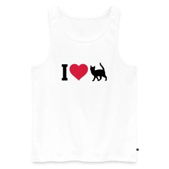 I love cats j'aime les chats - Débardeur bio Premium Homme - blanc - Devant - Michal (187cm)