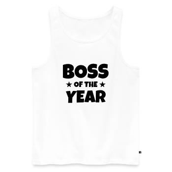 Manager / Patron / Travail / Métier / Chef - Débardeur bio Premium Homme - blanc - Devant - Michal (187cm)