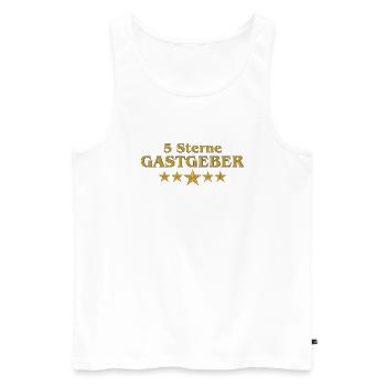 Vom Grafik Designer-- 5 Sterne Gastgeber - Männer Premium Bio Tank Top - Weiß - Vorne - Michal (187cm)
