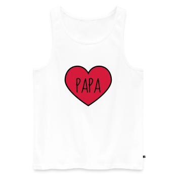 Papa Fête des Pères Naissance Bébé Anniversaire - Débardeur bio Premium Homme - blanc - Devant - Michal (187cm)