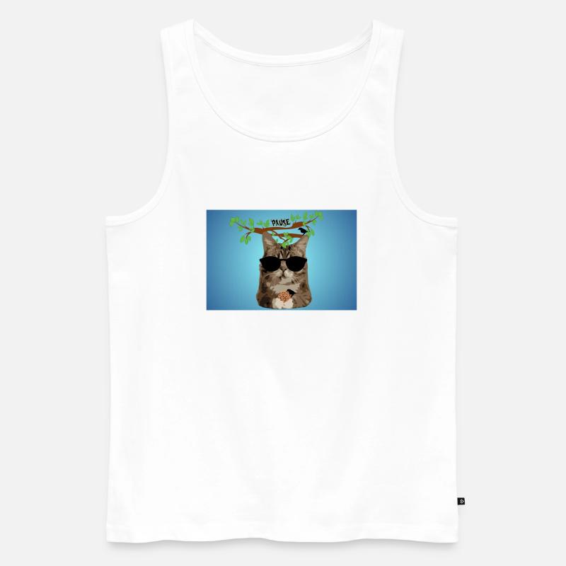 Brotdose Katze Pause Keks - Männer Premium Bio Tank Top - Weiß