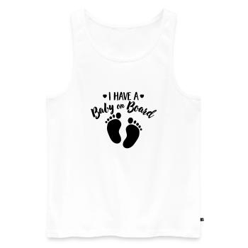 I have a baby on the board - Débardeur bio Premium Homme - blanc - Devant - AI Model Male 178 light (178cm)