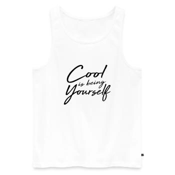 Cool Is Being Yourself - Men's Premium Organic Tank Top - white - Front - AI Model Male 178 light (178cm)