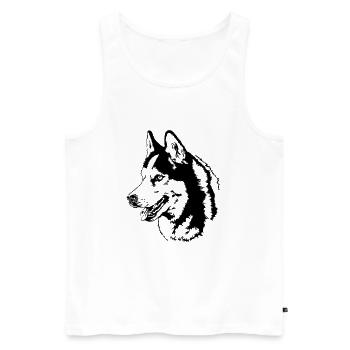 SIBERIAN HUSKY dog portrait Wilsigns dog dog - Men's Premium Organic Tank Top - white - Front - AI Model Male 178 light (178cm)