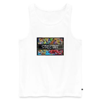 Streetart collage - Men's Premium Organic Tank Top - white - Front - AI Model Male 178 light (178cm)
