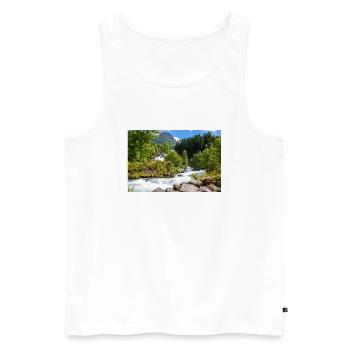 Geiranger panorama Storseterfossen Norwegen - Männer Premium Bio Tank Top - Weiß - Vorne - AI Model Male 178 light (178cm)