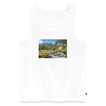 Geiranger panorama view from Storseterfossen - Männer Premium Bio Tank Top - Weiß - Vorne - AI Model Male 178 light (178cm)