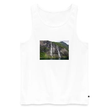 Seven Sisters Waterfall Norway Geiranger - Männer Premium Bio Tank Top - Weiß - Vorne - AI Model Male 178 light (178cm)