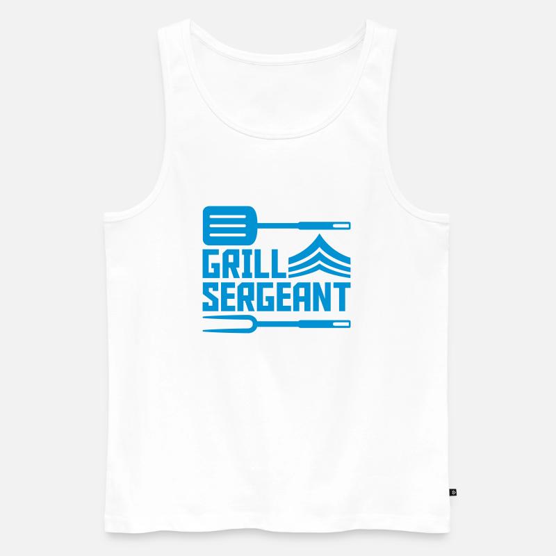 BBQ Grill Sergeant Grillmeister - Männer Premium Bio Tank Top - Weiß