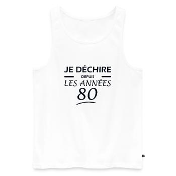JE DECHIRE DEPUIS LES ANNEE 80 - Débardeur bio Premium Homme - blanc - Devant - Michal (187cm)