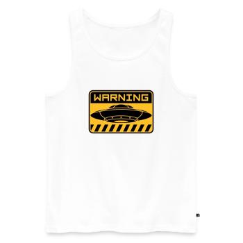 Warning Schild fliegende UFOs - Männer Premium Bio Tank Top - Weiß - Vorne - Michal (187cm)
