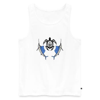 tribal turtle and swordfish - Men's Premium Organic Tank Top - white - Front - AI Model Male 178 light (178cm)