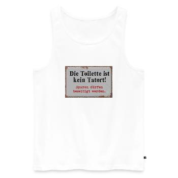 Die Toilette ist kein Tatort - Männer Premium Bio Tank Top - Weiß - Vorne - Michal (187cm)