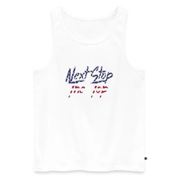 Next Stop the top - Men's Premium Organic Tank Top - white - Front - AI Model Male 178 light (178cm)