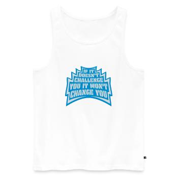 Séance d’entraînement Fitness Motivation Citation - Débardeur bio Premium Homme - blanc - Devant - Michal (187cm)