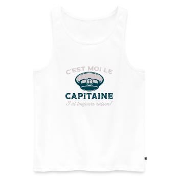 C'est moi le capitaine cadeau humour marin papa - Débardeur bio Premium Homme - blanc - Devant - AI Model Male 178 light (178cm)