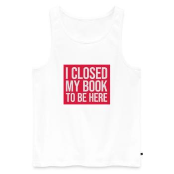 I closed my book - Männer Premium Bio Tank Top - Weiß - Vorne - AI Model Male 178 light (178cm)