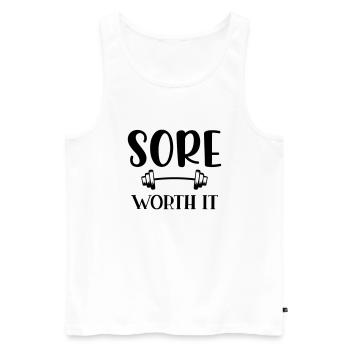 Sore Worth It 01 - Men's Premium Organic Tank Top - white - Front - AI Model Male 178 light (178cm)
