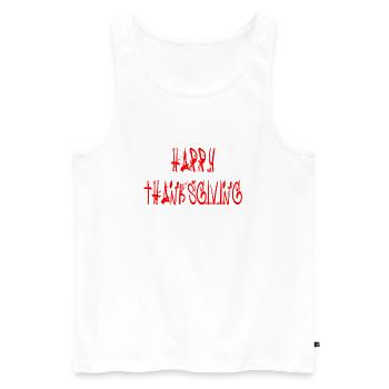 Joyeux Thanksgiving. Joyeux thaksgiving - Débardeur bio Premium Homme - blanc - Devant - AI Model Male 178 light (178cm)