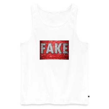 Faux graffiti de mur de briques - Débardeur bio Premium Homme - blanc - Devant - AI Model Male 178 light (178cm)