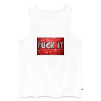 Fuck It Ziegelsteinmauer Graffiti - Männer Premium Bio Tank Top - Weiß - Vorne - Michal (187cm)