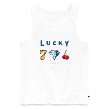 Walter & Wallis - Lucky - Men's Premium Organic Tank Top - white - Front - Michal (187cm)