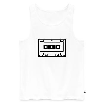 Cassette Idée cadeau rétro pixélisée - Débardeur bio Premium Homme - blanc - Devant - AI Model Male 178 light (178cm)