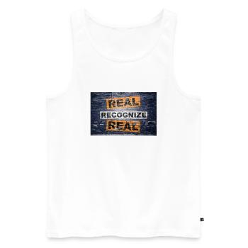 Real Erkennen Echter Schriftzug Graffiti - Männer Premium Bio Tank Top - Weiß - Vorne - AI Model Male 178 light (178cm)