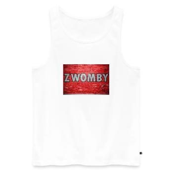 Graffiti mural de briques de Zwomby - Débardeur bio Premium Homme - blanc - Devant - AI Model Male 178 light (178cm)