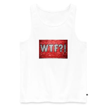 WTF!? Graffiti de mur de briques - Débardeur bio Premium Homme - blanc - Devant - AI Model Male 178 light (178cm)