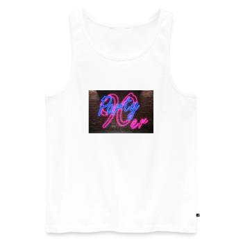 Neon Leuchtreklamen 90er Party - Männer Premium Bio Tank Top - Weiß - Vorne - AI Model Male 178 light (178cm)