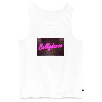Neon Bellydance (in german Bauchtanz) lettering - Men's Premium Organic Tank Top - white - Front - AI Model Male 178 light (178cm)