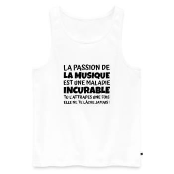 la passion de la musique / humour musique - Débardeur bio Premium Homme - blanc - Devant - AI Model Male 178 light (178cm)