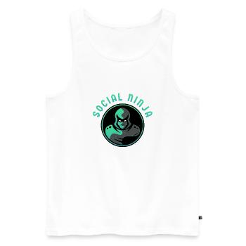 Social Ninja - Men's Premium Organic Tank Top - white - Front - Michal (187cm)