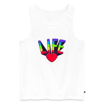 LEBEN - Männer Premium Bio Tank Top - Weiß - Vorne - Michal (187cm)