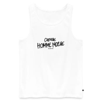 Cherche homme moche - Débardeur bio Premium Homme - blanc - Devant - AI Model Male 178 light (178cm)