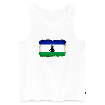 Lesotho - Männer Premium Bio Tank Top - Weiß - Vorne - AI Model Male 178 light (178cm)